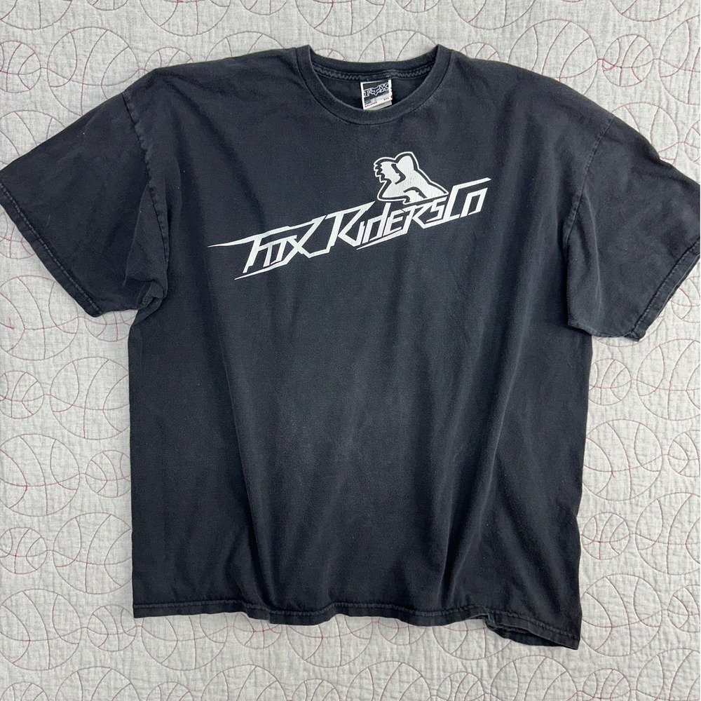 VTG Y2K Fox Racing T-Shirt Black Graphic Fox Riders Co FADED / Mens 2XL